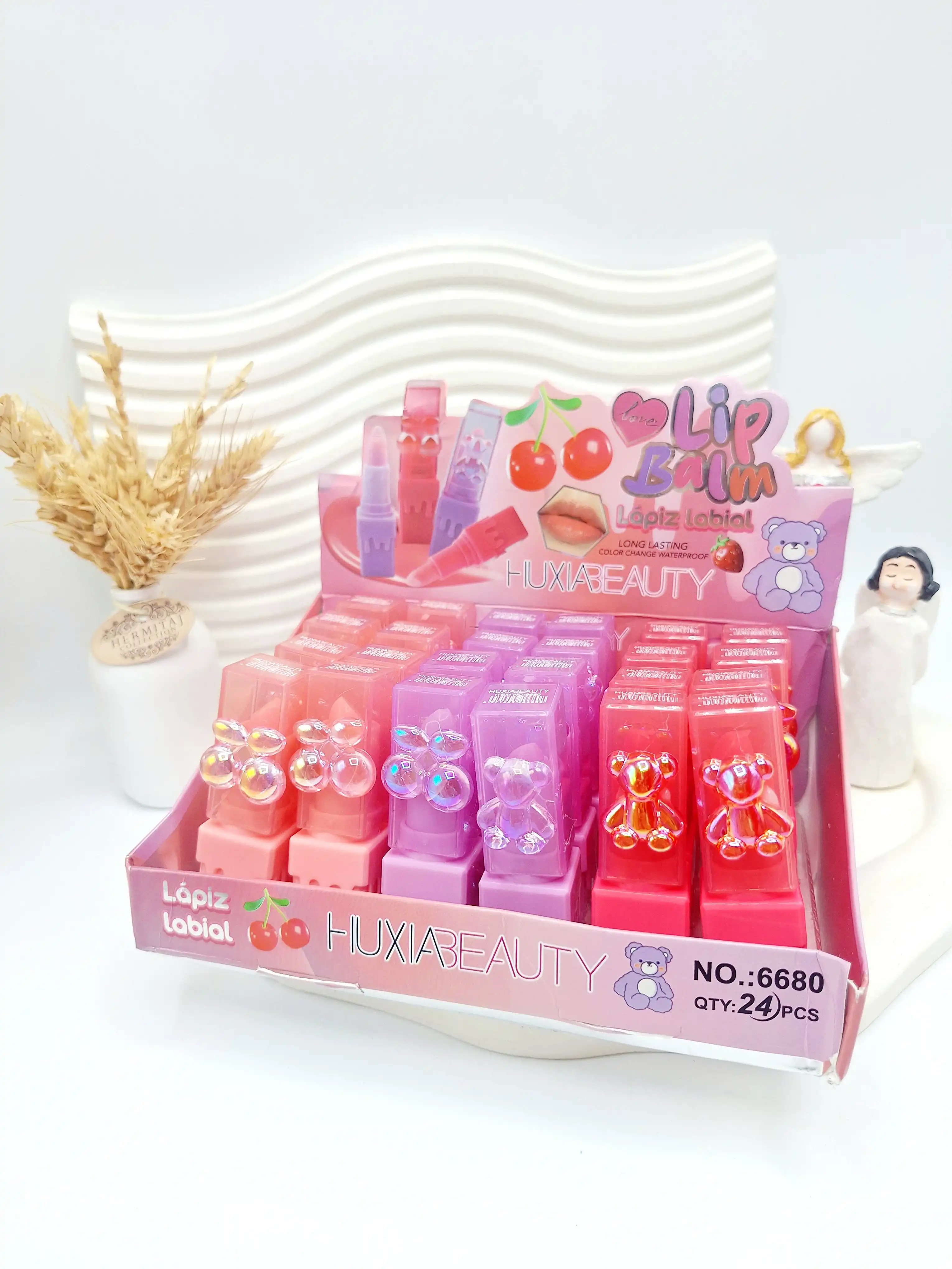 بالم لب حرارتی خرسی و گیلاسی جذاب برند هدی بیوتی کد 6680